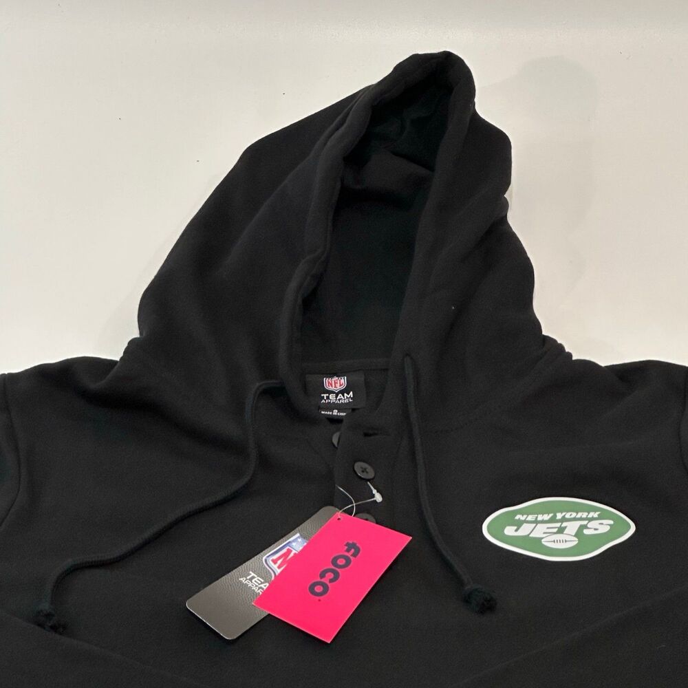 NFL Team Apparel Foco Men's New York Jets Pullover Hoodie, Black, Size S